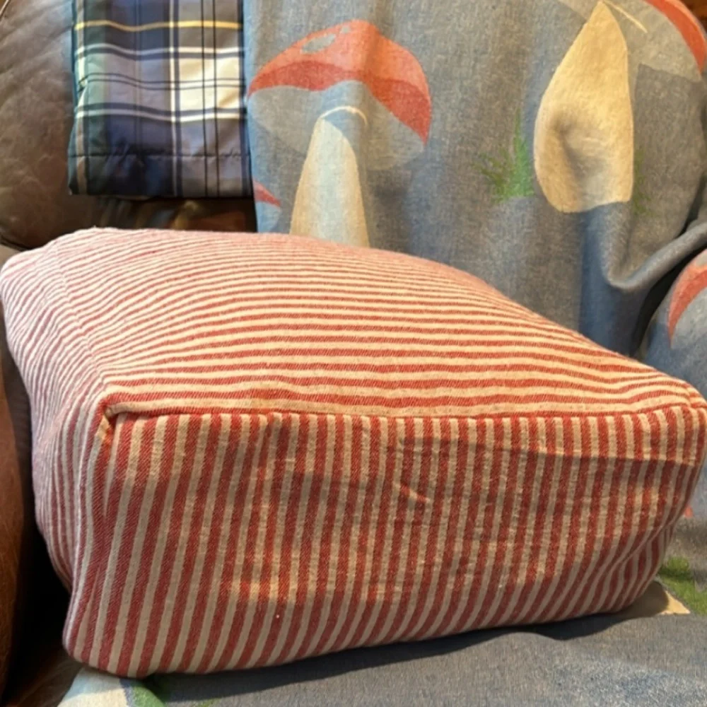 RLH Stripe Bag Red Natural Loom Weave Organic Cotton Travelin’ Light REwork NEW!